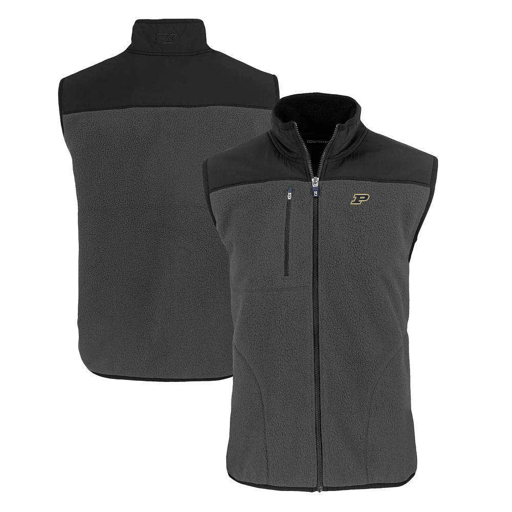 Men's Cutter & Buck Gray Purdue Boilermakers Cascade Eco Sherpa Fleece Full-Zip Vest