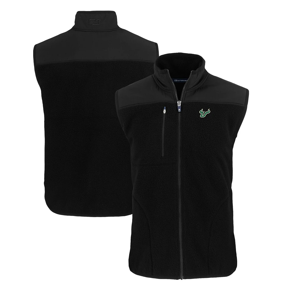 Men's Cutter & Buck Black South Florida Bulls Cascade Eco Sherpa Fleece Full-Zip Vest