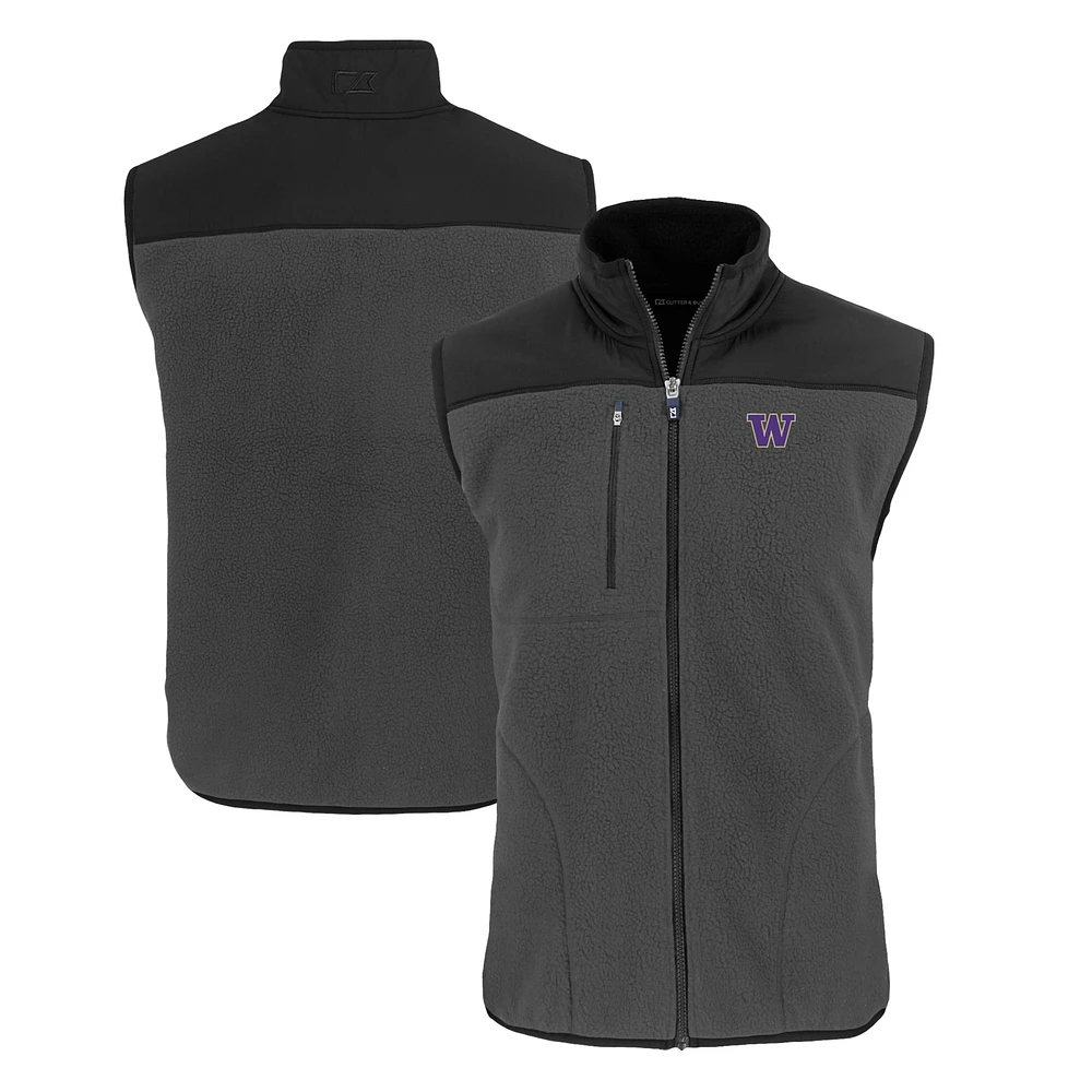 Men's Cutter & Buck Washington Huskies Cascade Eco Sherpa Fleece Full-Zip Vest