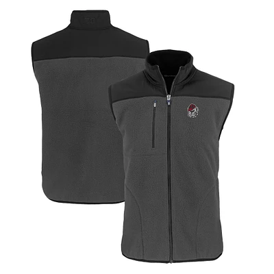 Men's Cutter & Buck Gray Georgia Bulldogs Cascade Eco Sherpa Fleece Full-Zip Vest