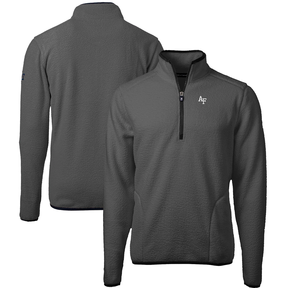 Men's Cutter & Buck Gray/Black Air Force Falcons Cascade Eco Sherpa Fleece Quarter-Zip Pullover Jacket