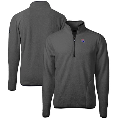 Men's Cutter & Buck Gray/Black Louisiana Tech Bulldogs Cascade Eco Sherpa Fleece Quarter-Zip Pullover Jacket