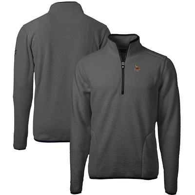 Men's Cutter & Buck Gray/Black Texas State Bobcats Cascade Eco Sherpa Fleece Quarter-Zip Pullover Jacket