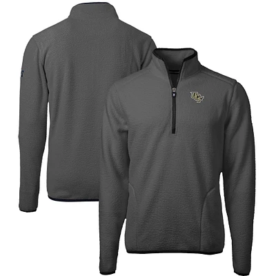 Men's Cutter & Buck Gray/Black UCF Knights Cascade Eco Sherpa Fleece Quarter-Zip Pullover Jacket