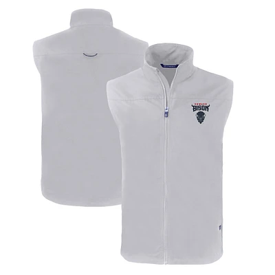 Men's Cutter & Buck Gray Howard Bison Charter Eco Recycled Full-Zip Vest