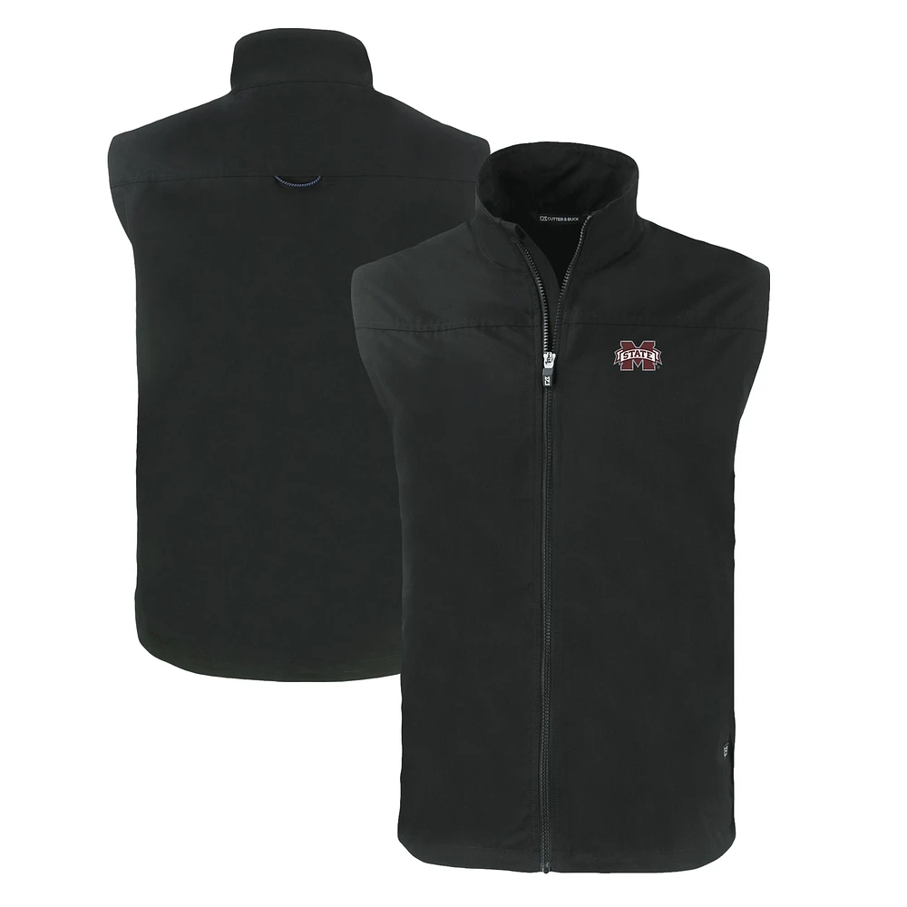Men's Cutter & Buck Black Mississippi State Bulldogs Charter Eco Recycled Full-Zip Vest