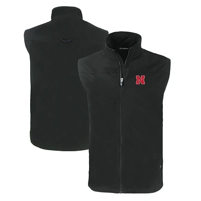 Men's Cutter & Buck Black Nebraska Huskers Charter Eco Recycled Full-Zip Vest