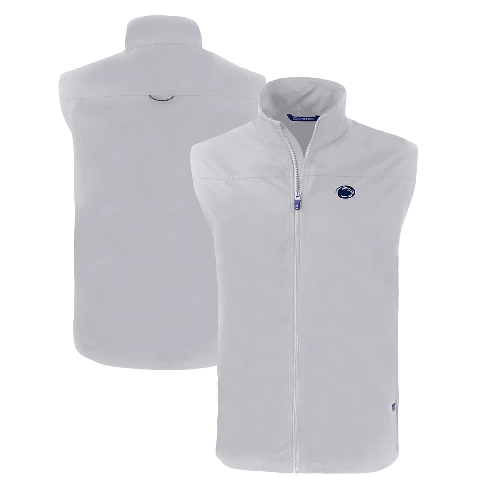 Men's Cutter & Buck Gray Penn State Nittany Lions Charter Eco Recycled Full-Zip Vest