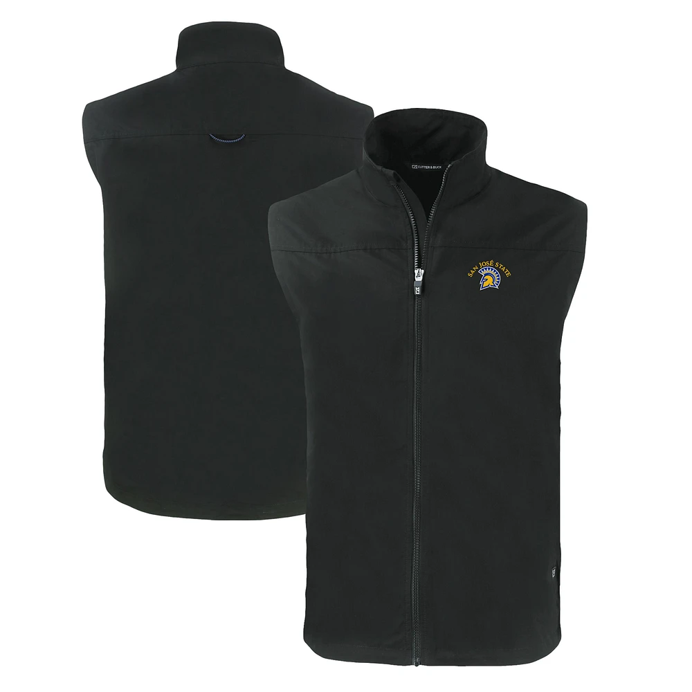 Men's Cutter & Buck Black San Jose State Spartans Charter Eco Recycled Full-Zip Vest
