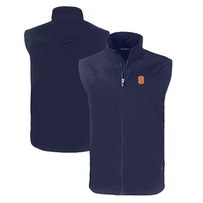 Men's Cutter & Buck Navy Syracuse Orange Charter Eco Recycled Full-Zip Vest