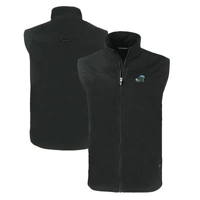 Men's Cutter & Buck Black Tulane Green Wave Charter Eco Recycled Full-Zip Vest