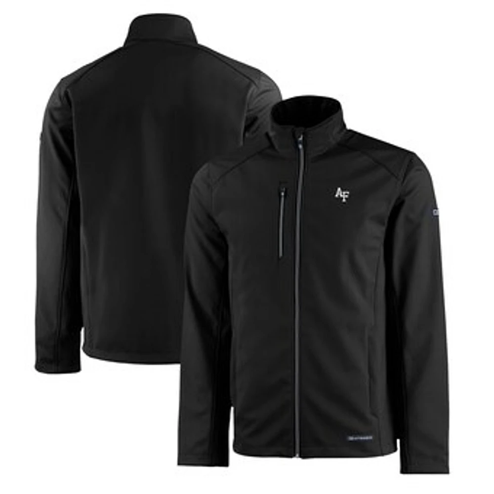 Men's Cutter & Buck Black Air Force Falcons Evoke Eco Softshell Recycled Full-Zip Jacket