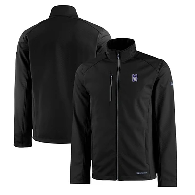 Men's Cutter & Buck Northwestern Wildcats Evoke Eco Softshell Recycled Full-Zip Jacket