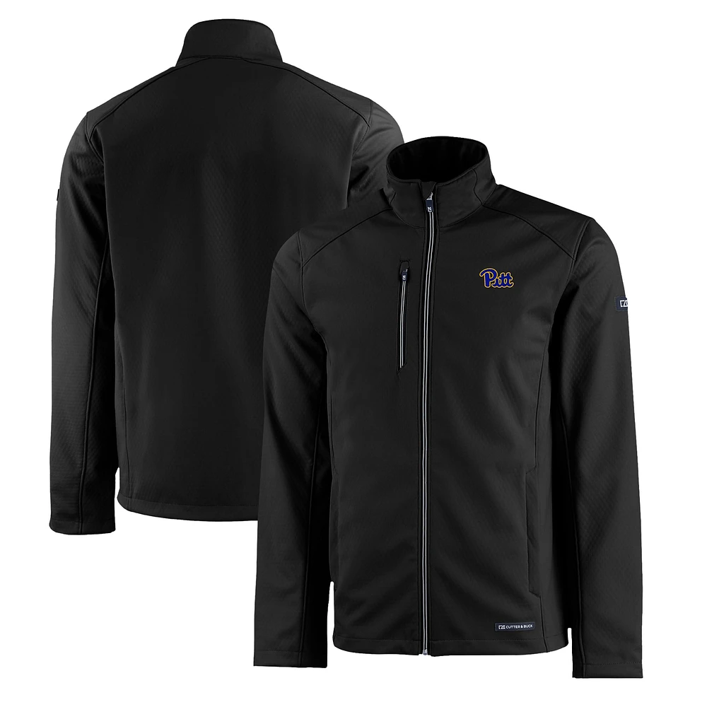 Men's Cutter & Buck Pitt Panthers Evoke Eco Softshell Recycled Full-Zip Jacket