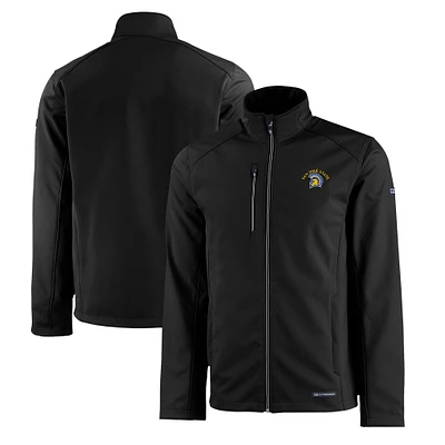 Men's Cutter & Buck Black San Jose State Spartans Evoke Eco Softshell Recycled Full-Zip Jacket