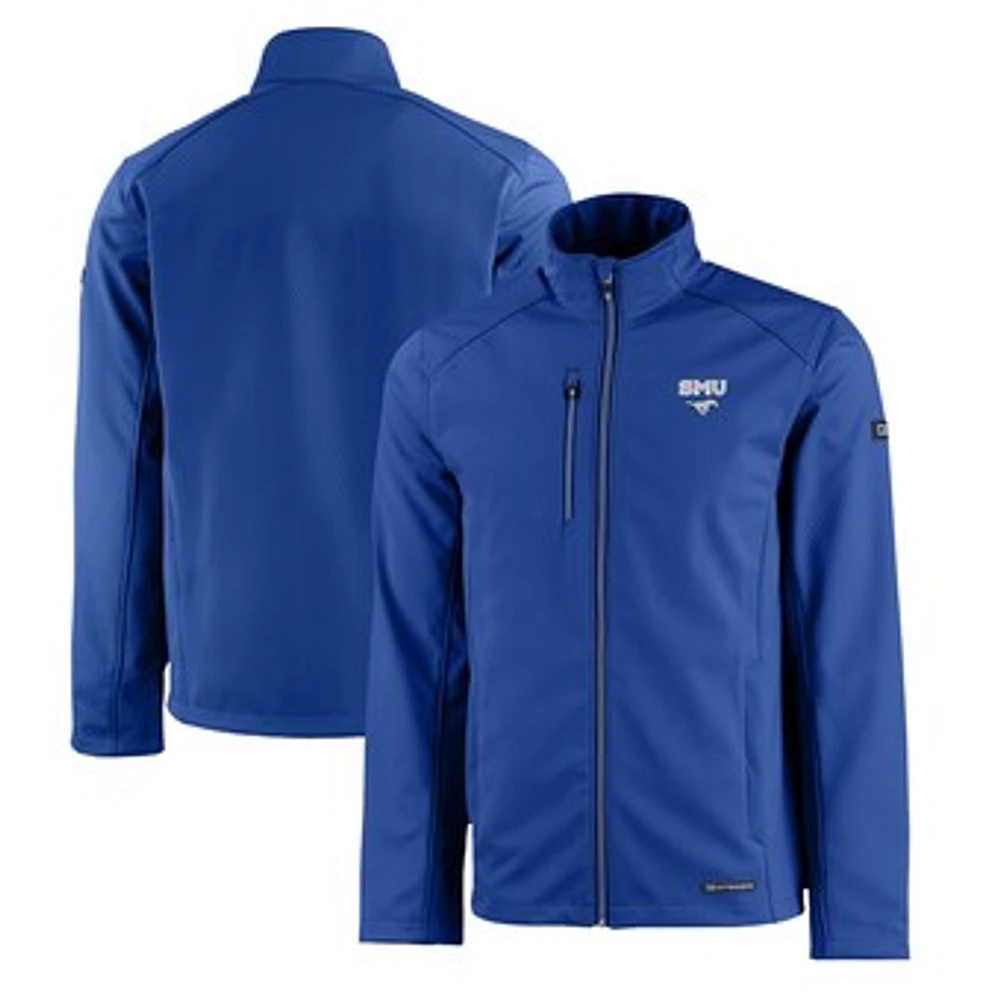 Men's Cutter & Buck Royal SMU Mustangs Evoke Eco Softshell Recycled Full-Zip Jacket