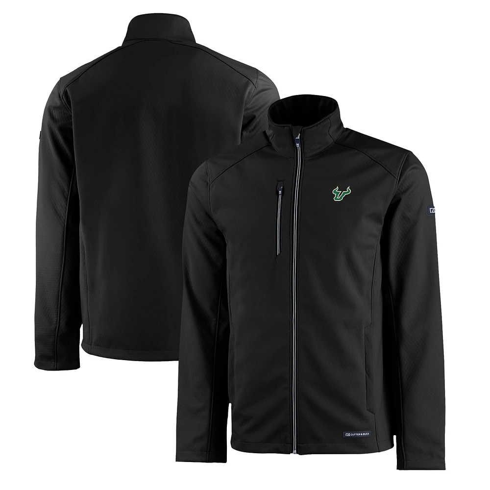 Men's Cutter & Buck Black South Florida Bulls Evoke Eco Softshell Recycled Full-Zip Jacket
