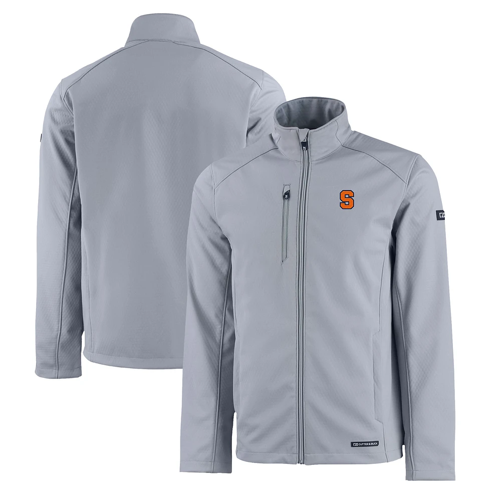Men's Cutter & Buck Gray Syracuse Orange Evoke Eco Softshell Recycled Full-Zip Jacket