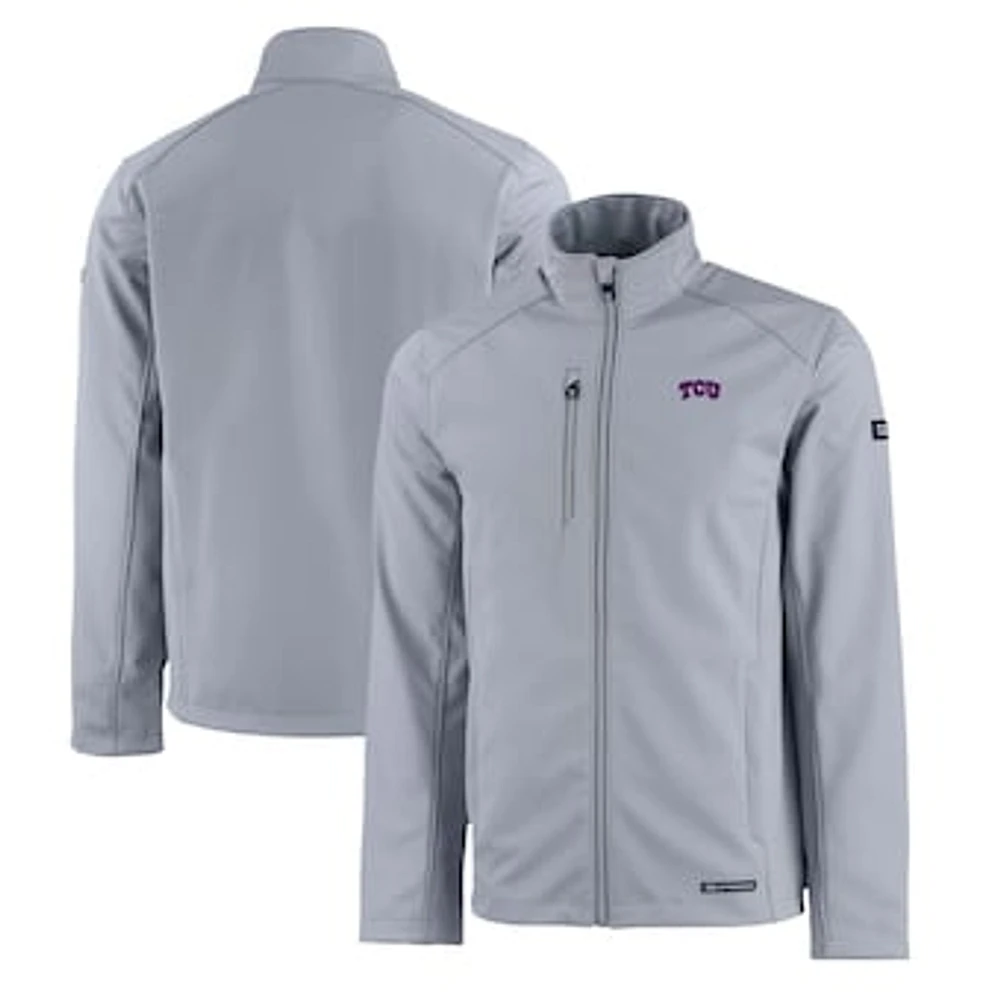 Men's Cutter & Buck TCU Horned Frogs Evoke Eco Softshell Recycled Full-Zip Jacket