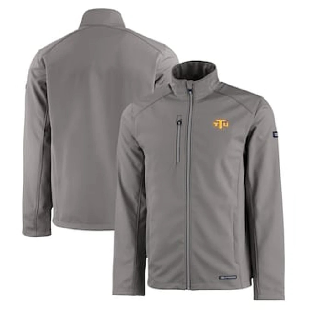 Men's Cutter & Buck Gray Tennessee Tech Golden Eagles Evoke Eco Softshell Recycled Full-Zip Jacket