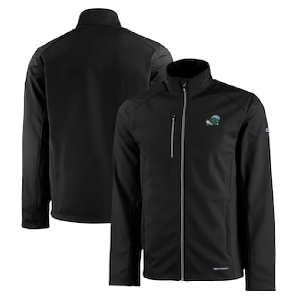 Men's Cutter & Buck Tulane Green Wave Evoke Eco Softshell Recycled Full-Zip Jacket
