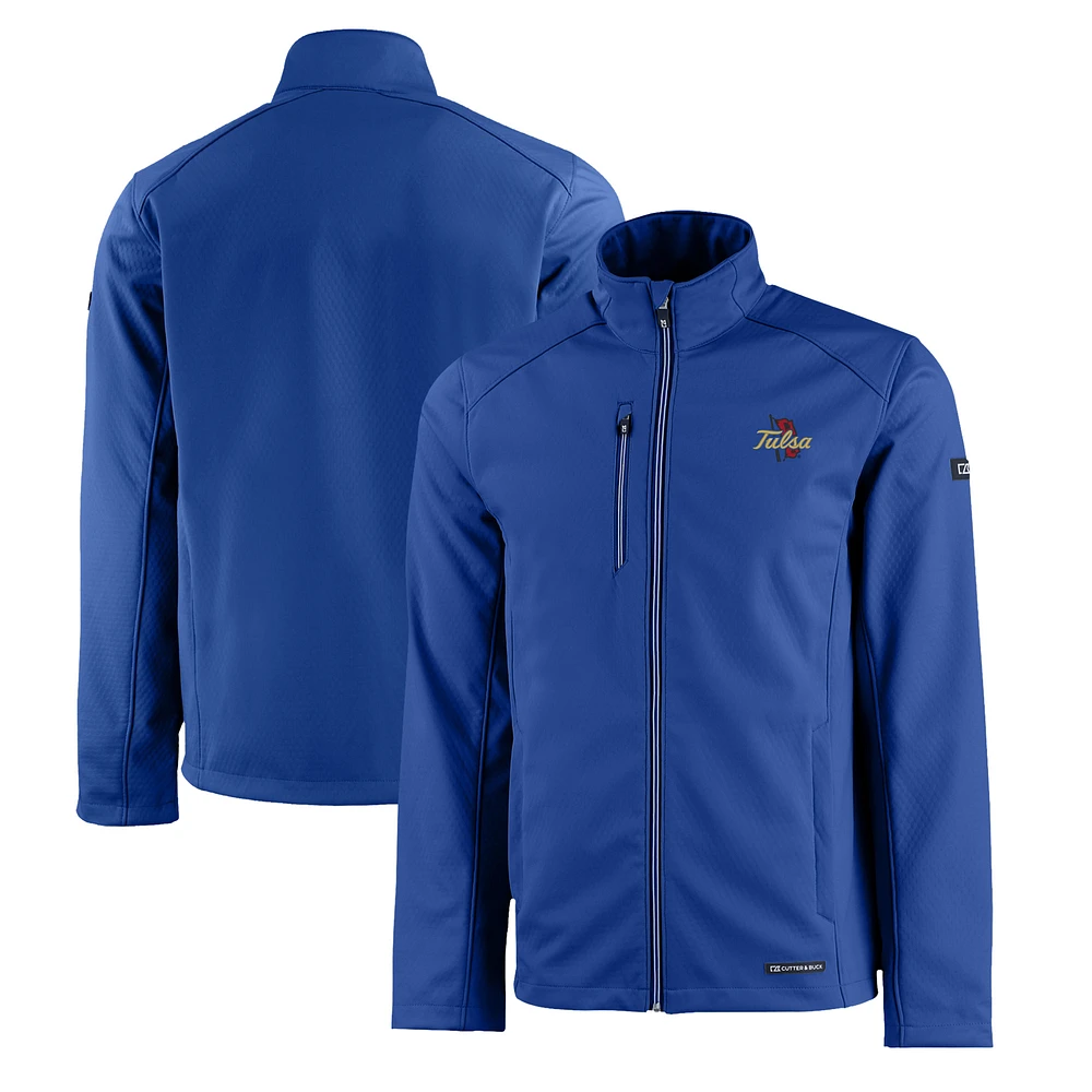 Men's Cutter & Buck Royal Tulsa Golden Hurricane Evoke Eco Softshell Recycled Full-Zip Jacket