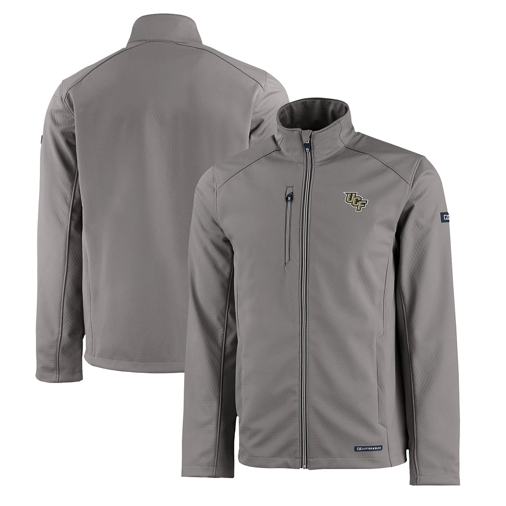 Men's Cutter & Buck Gray UCF Knights Evoke Eco Softshell Recycled Full-Zip Jacket