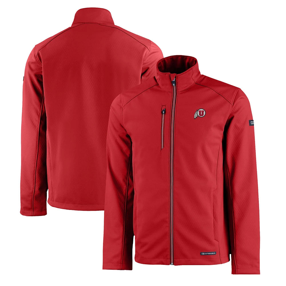 Men's Cutter & Buck Utah Utes Evoke Eco Softshell Recycled Full-Zip Jacket