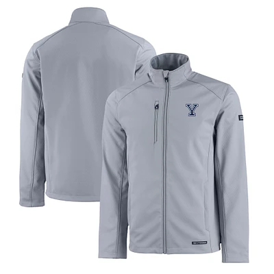 Men's Cutter & Buck Gray Yale Bulldogs Evoke Eco Softshell Recycled Full-Zip Jacket