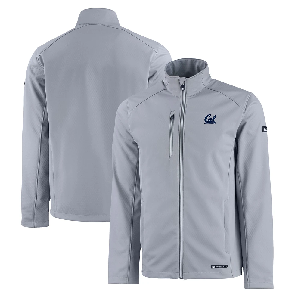 Men's Cutter & Buck Gray Cal Bears Evoke Eco Softshell Recycled Full-Zip Jacket
