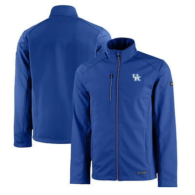 Men's Cutter & Buck Royal Kentucky Wildcats Evoke Eco Softshell Recycled Full-Zip Jacket