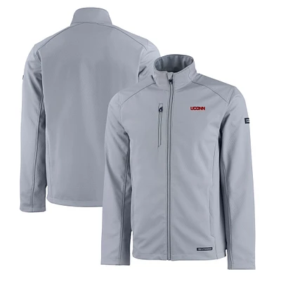 Men's Cutter & Buck Gray UConn Huskies Evoke Eco Softshell Recycled Full-Zip Jacket