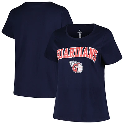 Women's Profile Navy Cleveland Guardians Plus Arch Logo T-Shirt
