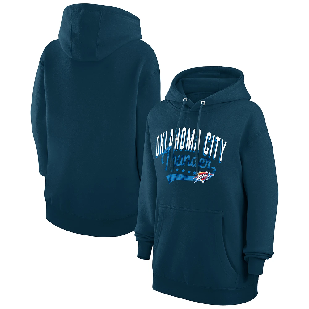 Women's G-III 4Her by Carl Banks Navy Oklahoma City Thunder Filigree Logo Pullover Hoodie