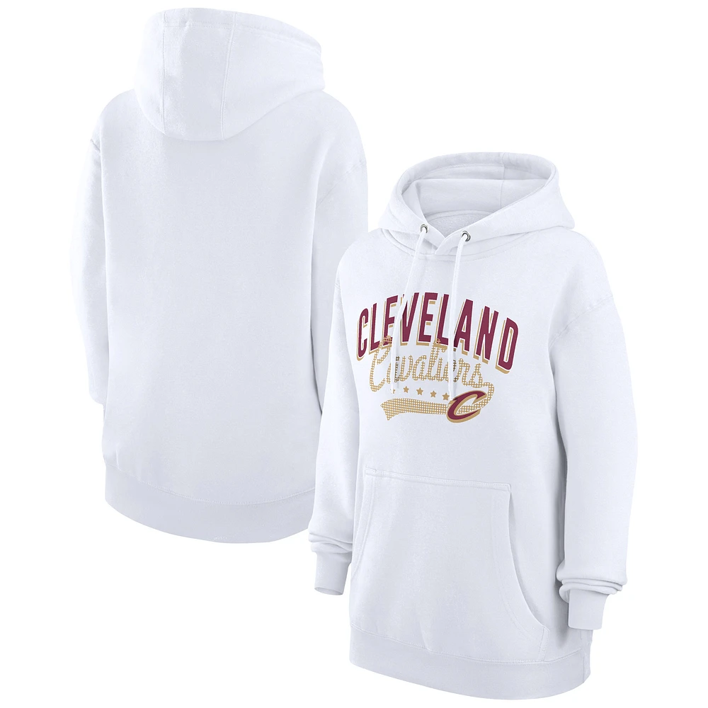 Women's G-III 4Her by Carl Banks White Cleveland Cavaliers Filigree Logo Pullover Hoodie