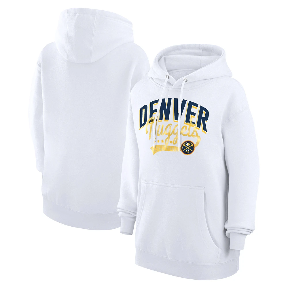 Women's G-III 4Her by Carl Banks White Denver Nuggets Filigree Logo Pullover Hoodie