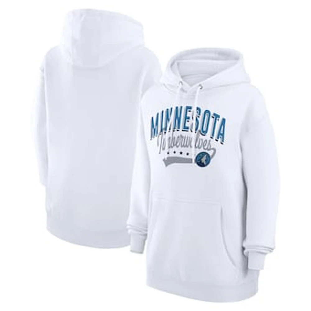 Women's G-III 4Her by Carl Banks White Minnesota Timberwolves Filigree Logo Pullover Hoodie