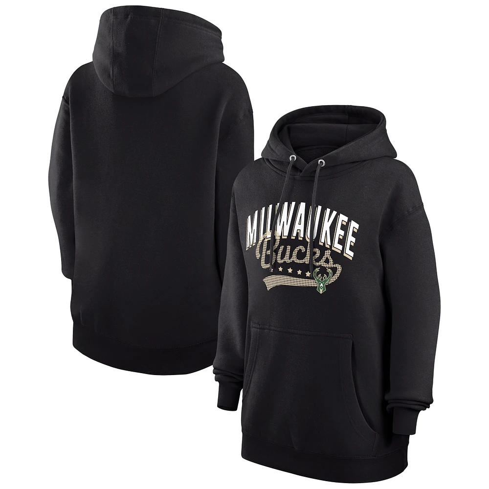 Women's G-III 4Her by Carl Banks Black Milwaukee Bucks Filigree Logo Pullover Hoodie