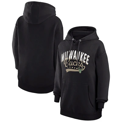 Women's G-III 4Her by Carl Banks  Black Milwaukee Bucks Filigree Logo Pullover Hoodie