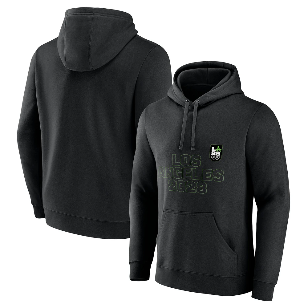 Men's Fanatics Black LA28 Neon Outline Pullover Hoodie