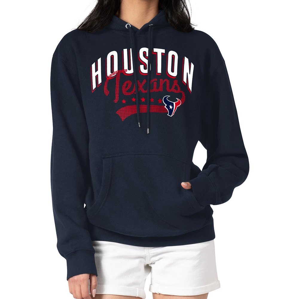 Women's G-III 4Her by Carl Banks Navy Houston Texans Filigree Logo Pullover Hoodie