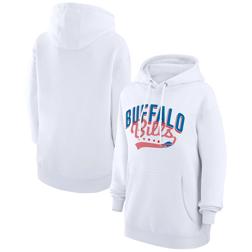 Women's G-III 4Her by Carl Banks White Buffalo Bills Filigree Logo Pullover Hoodie