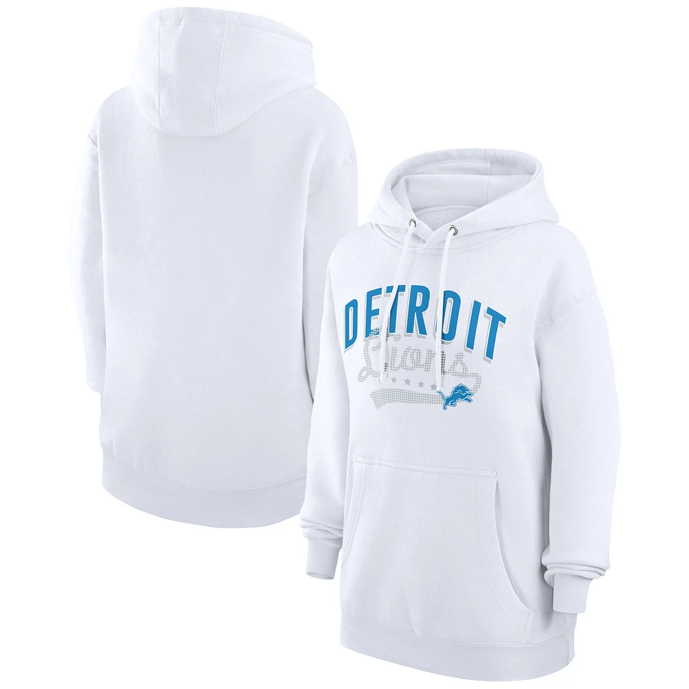 Women's G-III 4Her by Carl Banks White Detroit Lions Filigree Logo Pullover Hoodie
