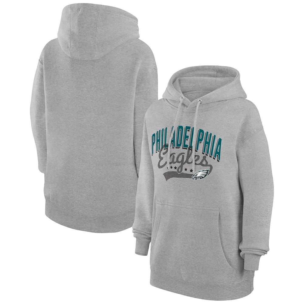 Women's G-III 4Her by Carl Banks Heather Gray Philadelphia Eagles Filigree Logo Pullover Hoodie
