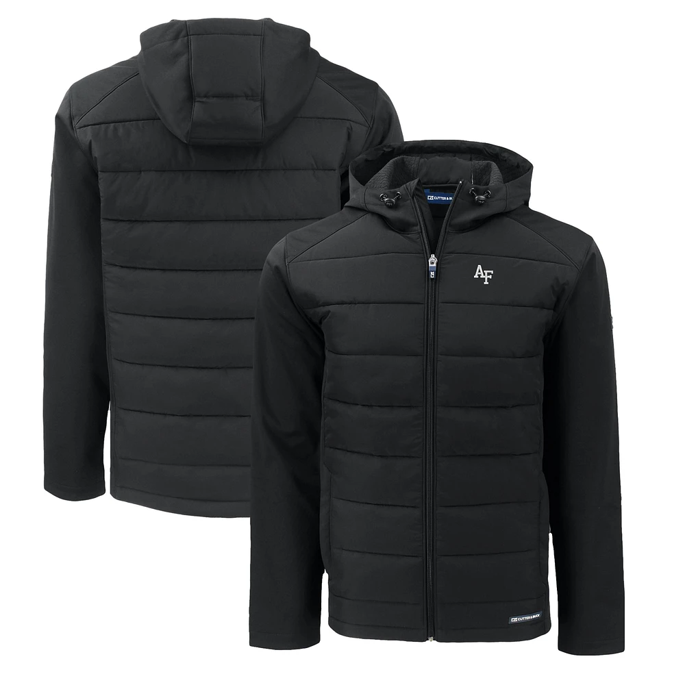Men's Cutter & Buck Black Air Force Falcons Evoke Hybrid Eco Softshell Recycled Full-Zip Hoodie