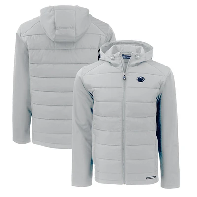 Men's Cutter & Buck Gray Penn State Nittany Lions Evoke Hybrid Eco Softshell Recycled Full-Zip Hoodie Jacket