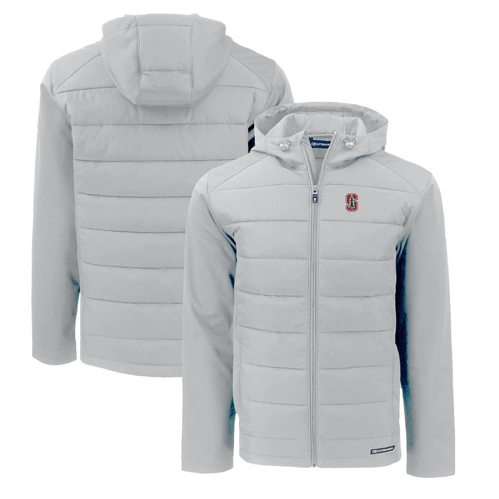 Men's Cutter & Buck Stanford Cardinal Evoke Hybrid Eco Softshell Recycled Full-Zip Hoodie Jacket