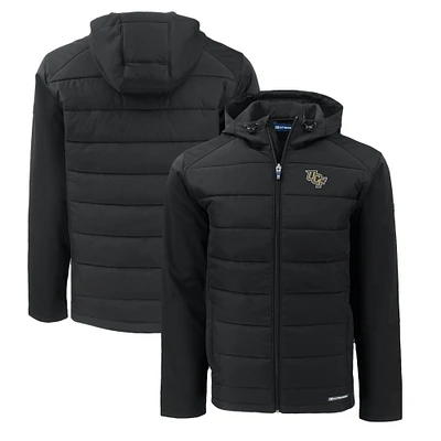 Men's Cutter & Buck  Black UCF Knights Evoke Hybrid Eco Softshell Recycled Full-Zip Hoodie Jacket