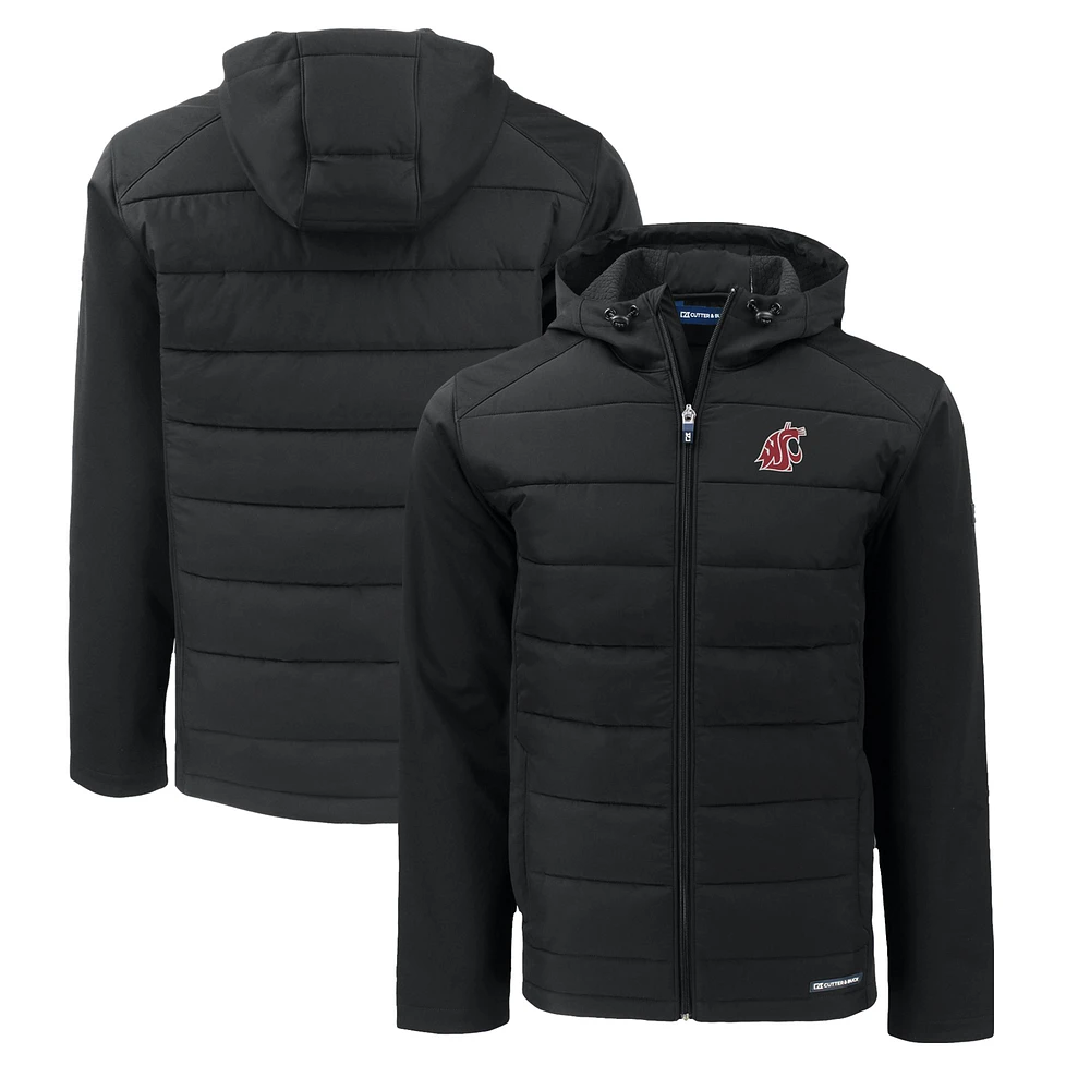 Men's Cutter & Buck Washington State Cougars Evoke Hybrid Eco Softshell Recycled Full-Zip Hoodie Jacket