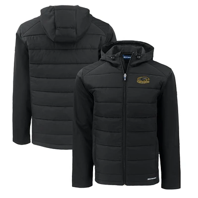 Men's Cutter & Buck  Black Wisconsin-Milwaukee Panthers Evoke Hybrid Eco Softshell Recycled Full-Zip Hoodie Jacket